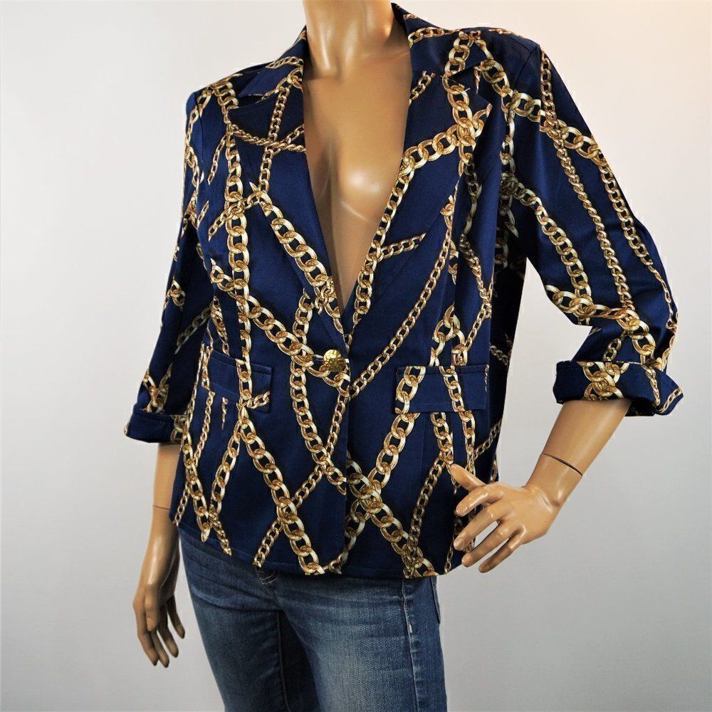 Vintage 80 Blazer Jacket Linea by Louis Dell'Olio Chain Royalty Jacket Sz L NWOT